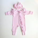 Pink Gingham Bow - one size
