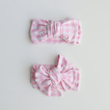 Pink Gingham Bow - one size