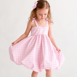 Girls Cotton Dress (2–5 Years) – Pink Gingham | Bubble Hem