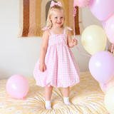 Girls Cotton Dress (2–5 Years) – Pink Gingham | Bubble Hem