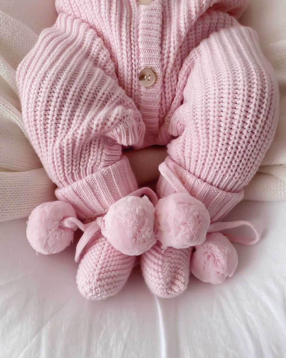 pretty pink chunky knit romper