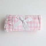 Pretty Pink Gingham Frill Jersey Baby Swaddle