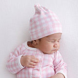 Pretty Pink Gingham Beanie - Knotted