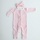 Pretty Pink Gingham Frilly Onesie Growsuit