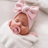 Baby Gift Set – Pink Knit Romper, Booties & Bow