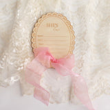 She’s Here Baby Girl Birth Announcement Disc