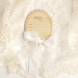 She’s Here Baby Girl Birth Announcement Disc - White Ribbon