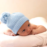 Knitted Baby Beanie Baby Blue