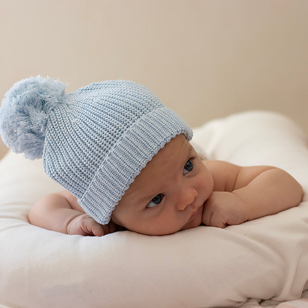 Knitted Baby Beanie Sky Blue