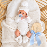 Warm White Knitted Newborn Romper