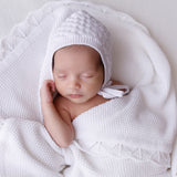 Baby Bonnet - Heirloom Cotton Knit Warm White