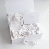 Baby Gift Set – Warm White Romper, Booties & Bonnet