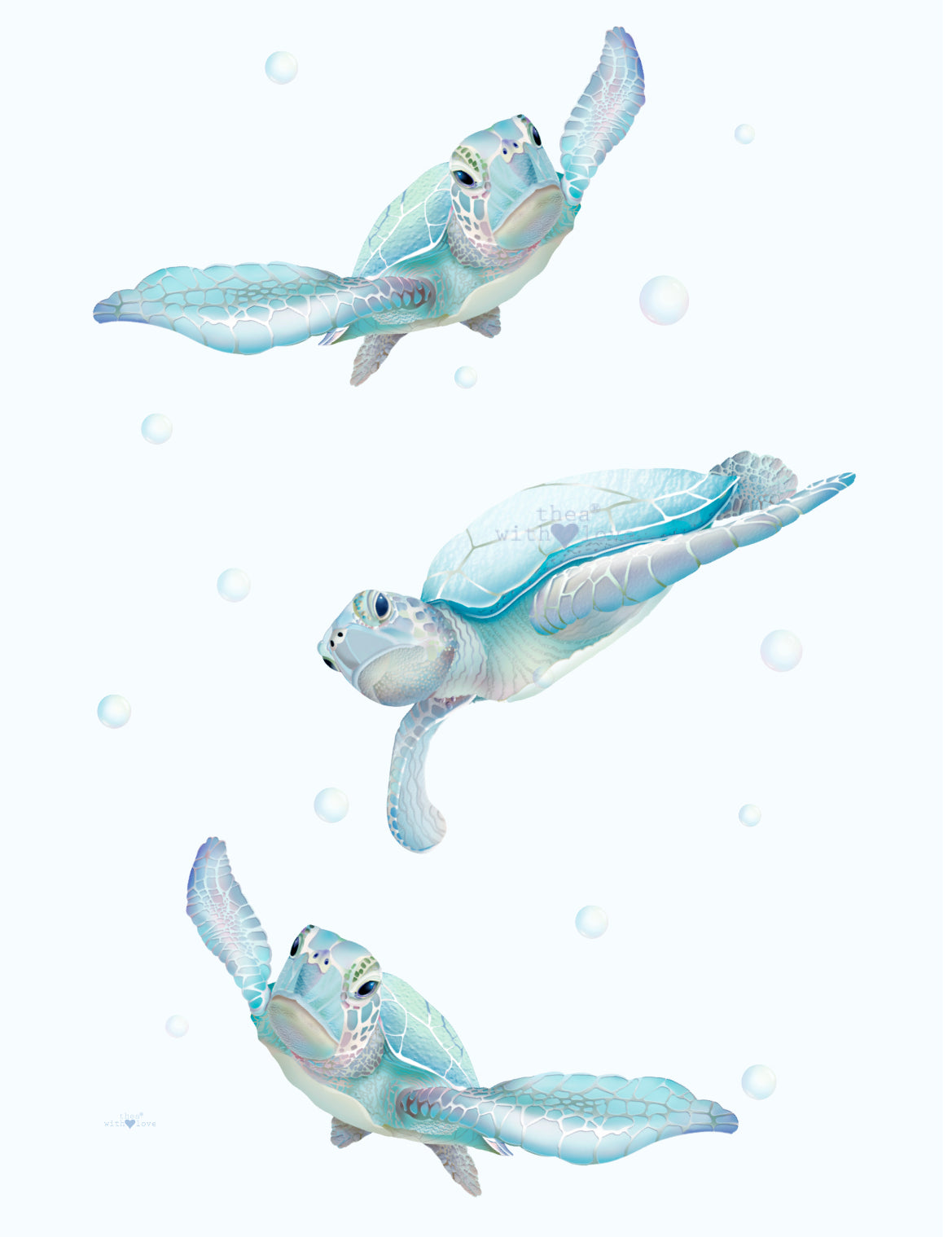A3 turtle nursery print on paper sample