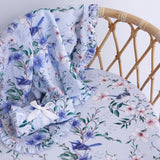 Blue Fairy Wren Fitted Bassinet Sheet/Change Pad Cover