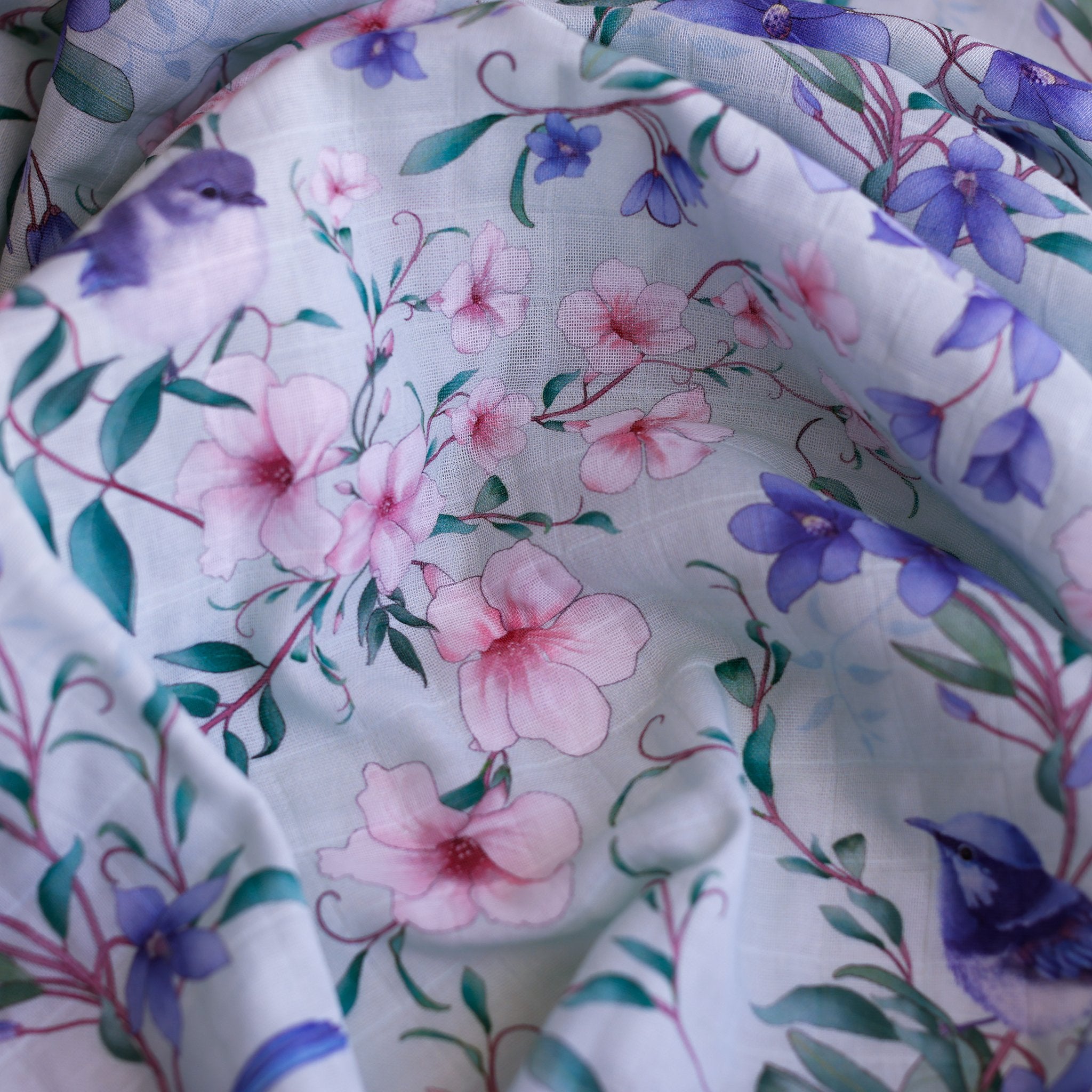 Mint fairy wren organic muslin swaddle 