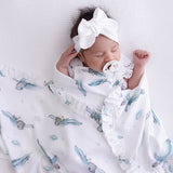 ocean-turtle-frill-baby-wrap with white bow headwear