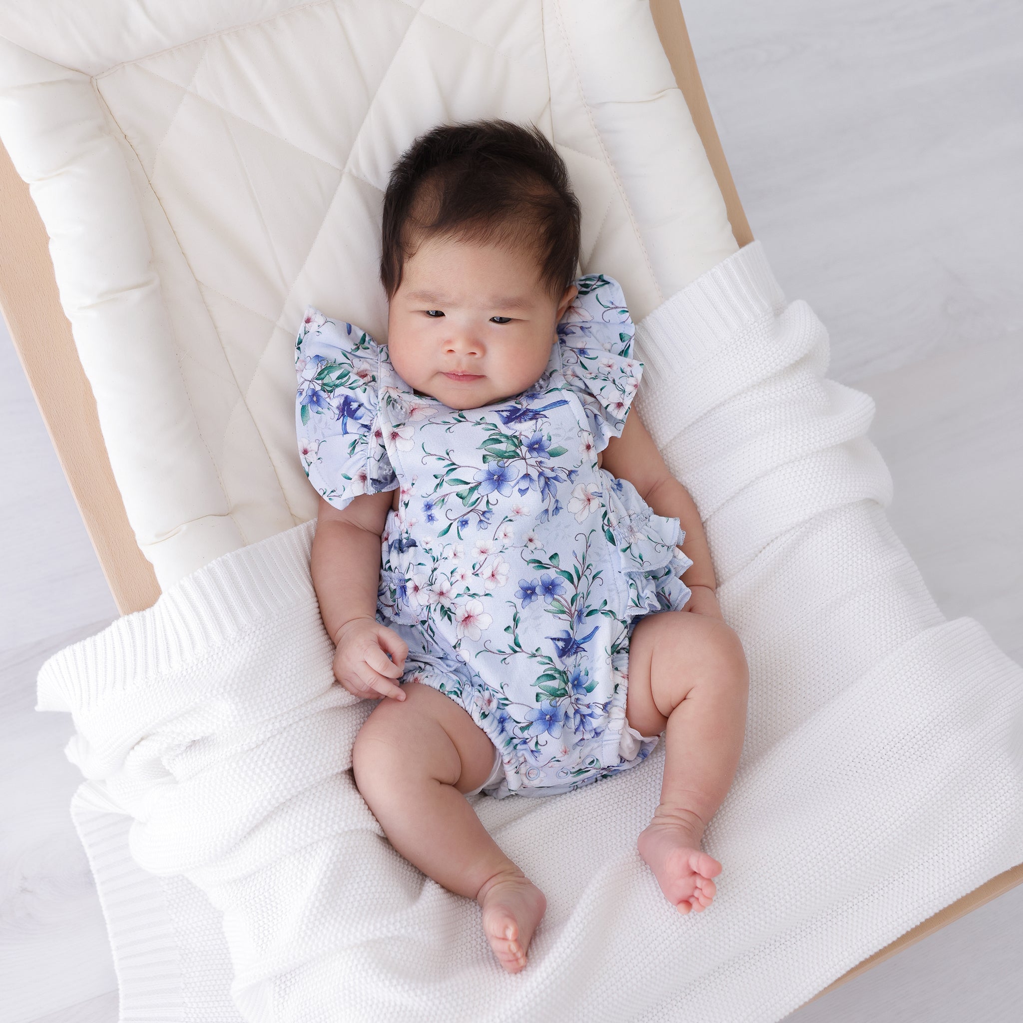 blue fairy wren ruffle playsuit