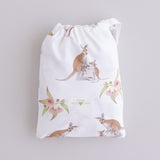 Kangaroo & Blossom Fitted Bassinet Sheet/Change Pad Cover