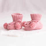 Knitted Baby Booties Blush