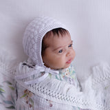 Baby Bonnet - Heirloom Cotton Knit Cool White