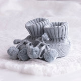 Knitted Baby Booties Misty Blue