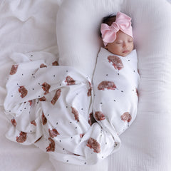 echidna baby jersey wrap with pink bow