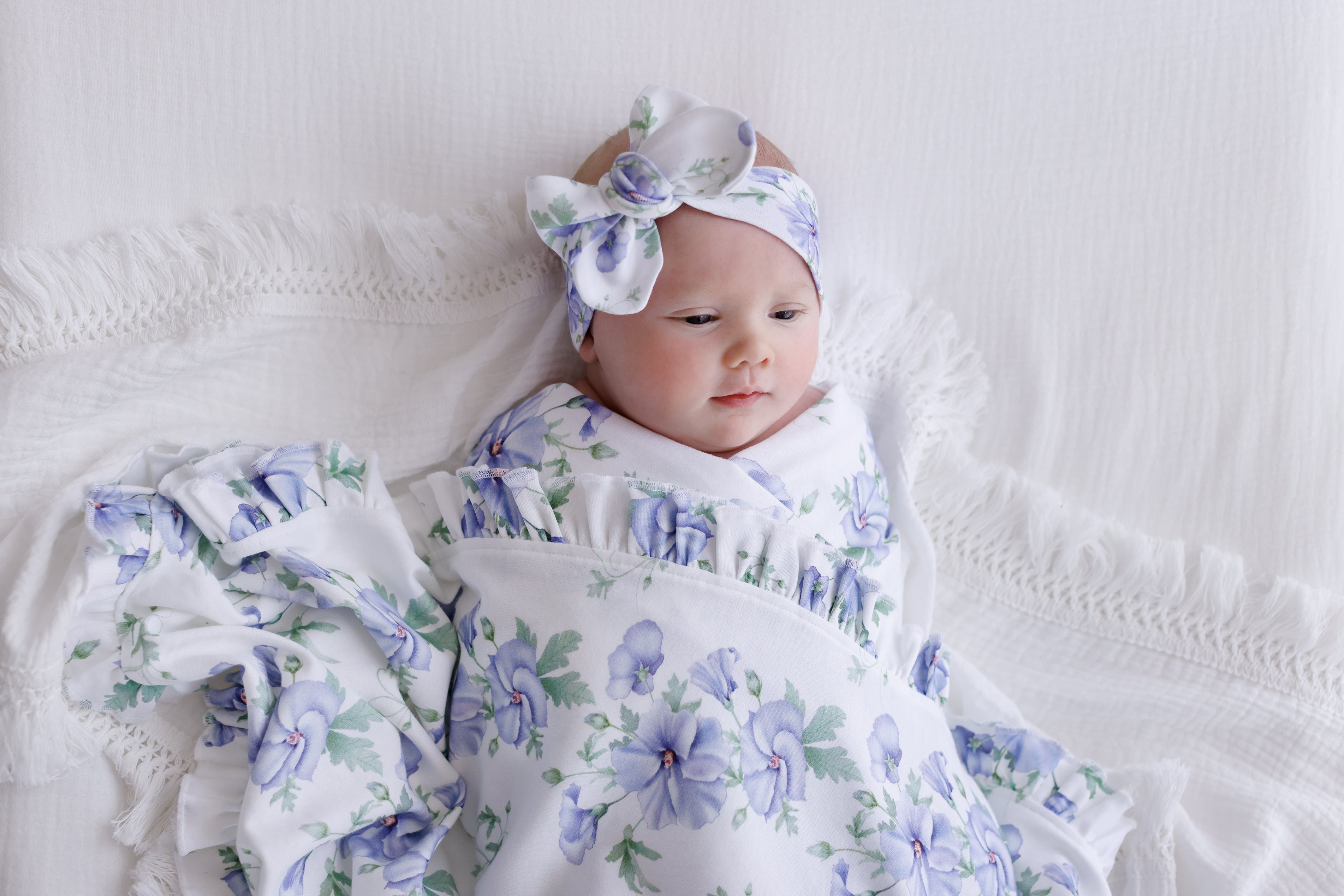 hibiscus frill jersey wrap and bow