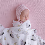 knitted baby bonnet pretty pink NB