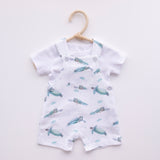 ocean turtle pocket overalls gender neutral with white t shirt