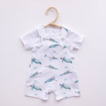 ocean turtle pocket overalls gender neutral with white t shirt