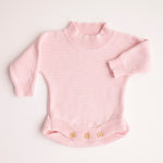 pink romper pastel pink cotton knitted loose fit for newborns announcement photos