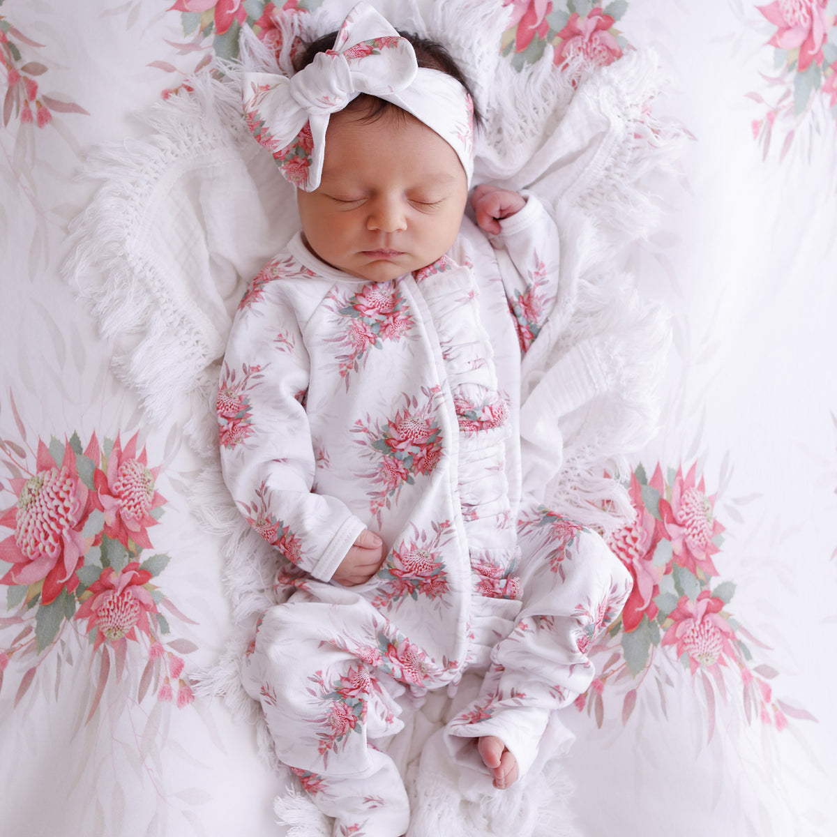 Waratah Frilly Onesie | THEA WITH LOVE – Thea With Love